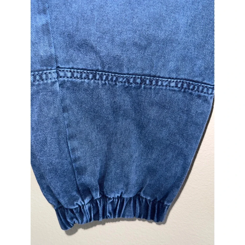 Free People We the Free Blue Denim Cargo Jogger Pants High Rise Utility Indigo